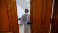 A member of medical staff is seen at a quarantine room of a hospital, following the outbreak of the new coronavirus, in the holy city of Najaf, Iraq February 24, 2020. REUTERS/Alaa al-Marjani
