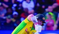 David Warner of Australia plays bats during the second T20 international cricket match between South Africa and Australia at the St George's Park Cricket Ground in Port Elizabeth on February 23, 2020. AFP / Michael Sheehan
