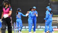 India's Deepti Sharma (C) celebrates the dismissal of New Zealand's Suzie Bates (L) with teammates during the Twenty20 women's World Cup cricket match between New Zealand and India in Melbourne on February 27, 2020./ AFP / William WEST / 

