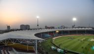 A general view of the empty cricket spectators enclosures before the start of the T20 cricket match between Peshawar Zalmi and Multan Sultans at the National Cricket Stadium in Karachi on March 13, 2020. / AFP / Asif HASSAN