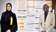 Qatar University College of Pharmacy MSc student in Clinical Pharmacy and Practice, Sara Hamdi Abdulrhim, with Dr. Ahmed Awaisu, Associate Professor.