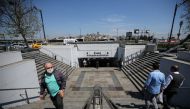 The entrance of subway in Eminonu square is seen as surroundings remain quiet due to precautionary measures taken against the novel coronavirus (COVID-19) pandemic in Istanbul, Turkey on April 29, 2020. Elif Öztürk - Anadolu