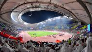 This October 3, 2019 file photo shows a general view of the Khalifa International Stadium in Doha during the IAAF Athletics World Championships. 