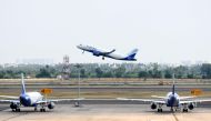 An Indigo flight directed to Varanasi takes off at the Kamaraj domestic airport during the first day of resuming of domestic flights after the government imposed a nationwide lockdown as a preventive measure against the spread of the COVID-19 coronavirus,