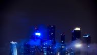 MOSCOW, RUSSIA - MAY 30: Parts of skyscrapers of the Moscow International Business Center are covered with fog after rainfall in Moscow, Russia on May 30, 2020. ( Sefa Karacan - Anadolu Agency )
