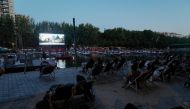 People attend the screening of the French movie 