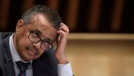 FILE PHOTO: World Health Organization (WHO) Director-General Tedros Adhanom Ghebreyesus attends a news conference organized by Geneva Association of United Nations Correspondents (ACANU) amid the COVID-19 outbreak, caused by the novel coronavirus, at the 