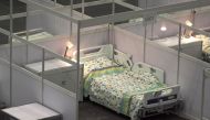 A bed is seen at an exhibition hall that has been converted into a makeshift treatment facility to treat patients of the coronavirus disease (COVID-19) in Hong Kong, China August 1, 2020. REUTERS/Pak Yiu