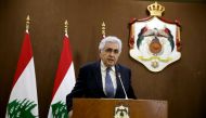 FILE PHOTO: Lebanese Foreign Minister Nassif Hitti speaks at a news conference in Amman, Jordan, July 2, 2020. REUTERS/Muhammad Hamed/Pool/File Photo