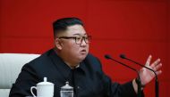 This picture taken on August 13, 2020 and released from North Korea's official Korean Central News Agency (KCNA) on August 14, 2020 shows North Korean leader Kim Jong Un speaking during a meeting of the ruling Workers' Party of Korea (WPK) in Pyongyang/AF