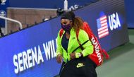 Aug 25, 2020; Flushing Meadows, New York, USA; Serena Williams (USA) wears a mask as she walks to the court before a match against Maria Sakkari (GRE) during the Western & Southern Open at the USTA Billie Jean King National Tennis Center. Mandatory Credit