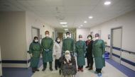 ANKARA, TURKEY - AUGUST 28: 96-year-old Hasibe Yavuz (Front C) is being discharged from the Ankara City Hospital after recovering from coronavirus (COVID-19), in Ankara, Turkey on August 28, 2020. Despite her age and chronic disease she managed to beat CO