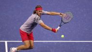 Stefanos Tsitsipas of Greece returns a volley during his Mens Singles second round match against Maxime Cressy of the United States on Day Three of the 2020 US Open at the USTA Billie Jean King National Tennis Center on September 2, 2020 in the Queens bor