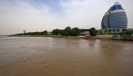 A picture shows flood waters in Tuti island, where the Blue and White Nile merge in the Sudanese capital Khartoum, on September 3, 2020. / AFP / ASHRAF SHAZLY
