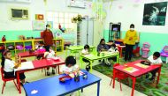 Children attending a class on the opening day of the Pre-Primary wing of the Stafford Sri Lankan School Doha. PicS: Salim Matramkot/The Peninsula