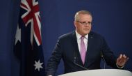 Australia's Prime Minister Scott Morrison speaks to the media during a news conference in Sydney, Australia, July 27, 2020. Picture taken July 27, 2020. AAP Image/Joel Carrett/via REUTERS