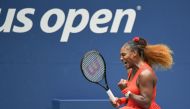 Sep 9 2020; Flushing Meadows, New York,USA; Serena Williams of the United States reacts after winning a point against Tsvetana Pironkova of Bulgaria (not pictured) in a women's singles quarter-finals match on day nine of the 2020 U.S. Open tennis tourname