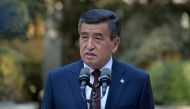 Kyrgyzstan's President Sooronbay Jeenbekov speaks after a vote at parliamentary election in Bishkek, Kyrgyzstan October 4, 2020. Sultan Dosaliev/Kyrgyz Presidential Press Service/Handout via Reuters