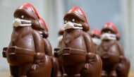 Chocolate Santas wearing protective face masks are seen in the workshop of the Hungarian confectioner Laszlo Rimoczi, during the coronavirus disease (COVID-19) outbreak in Lajosmizse, Hungary, November 20, 2020. Reuters/Bernadett Szabo
