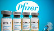 Vials with a sticker reading, 