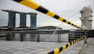 A view of a cordoned off area at the Merlion Park is seen amid the coronavirus disease (COVID-19) outbreak in Singapore, May 27, 2020. REUTERS/Edgar Su/File Photo