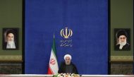 President Hassan Rouhani chairing the weekly coronavirus taskforce meeting in the capital Tehran.  AFP 