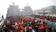 Rohingyas prepare to board a ship as they move to Bhasan Char island near Chattogram, Bangladesh, December 29, 2020. Reuters/Mohammad Ponir Hossain 
