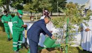 Ambassador of Turkey to Qatar, H E Mehmet Mustafa Goksu participating in the Plant Million Tree initiative of the Ministry of Municipality and Environment. 