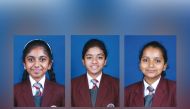 (L) Afreen Macksood   - Junior category- First prize, (C) Lakshmi Satheeshan  VIII D – Senior category - Second Prize, (R) Raksha Arangaswamy Muthukumar - Senior category - – Consolation Prize