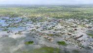Aerial view of flooding after Tropical Cyclone Eloise, in Beira, Mozambique January 22, 2021 in this image obtained from social media. Picture taken January 22, 2021. Courtesy of Mercy Air via REUTERS