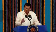 Philippine President Rodrigo Duterte gestures during his fourth State of the Nation address at the Philippine Congress in Quezon City, Metro Manila, Philippines, July 22, 2019. REUTERS/Eloisa Lopez/File Photo