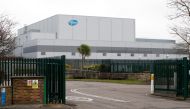 The Pfizer logo is seen at their global supply site in Havant, Britain, February 1, 2021. REUTERS/Matthew Childs
