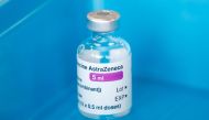 A vail of the Oxford-AstraZeneca COVID-19 vaccine is seen at Basingstoke Fire Station, in Basingstoke, Britain February 4, 2021. REUTERS/Peter Cziborra/File Photo