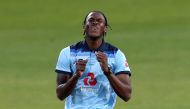 FILE PHOTO: Cricket - Second One Day International - England v Australia - Emirates Old Trafford, Manchester - September 13, 2020 England's Jofra Archer reacts Martin Rickett/Pool via REUTERS/File Photo
