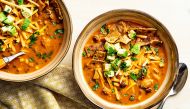 Mushroom and Black Bean Tortilla Soup. Photo by Scott Suchman / The Washington Post
