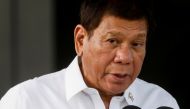 Philippine President Rodrigo Duterte speaks at Villamor Air Base in Pasay, Metro Manila, Philippines, February 28, 2021. REUTERS/Eloisa Lopez/File Photo