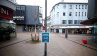 Picture shows the abandoned main shopping area due to the coronavirus disease (COVID-19) pandemic lockdown in downtown Essen, Germany, March 11, 2021. Picture taken on March 11, 2021. REUTERS/Wolfgang Rattay

