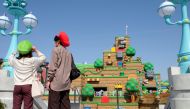 General view shows Yoshi's Adventure attraction inside Super Nintendo World, a new attraction area featuring the popular video game character Mario which is set to open to public on March 18, during a press preview at the Universal Studios Japan theme par
