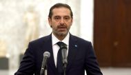 Prime Minister-designate Saad al-Hariri speaks at the presidential palace in Baabda, Lebanon March 18, 2021. Dalati Nohra