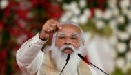 FILE PHOTO: India's Prime Minister Narendra Modi addresses a gathering before flagging off the 