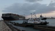 Stranded ship Ever Given, one of the world's largest container ships, is seen after it ran aground, in Suez Canal, Egypt March 28, 2021.