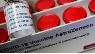 FILE PHOTO: A vial with AstraZeneca's coronavirus disease (COVID-19) vaccine is pictured in Berlin, Germany, March 16, 2021. REUTERS/Hannibal Hanschke/File Photo
