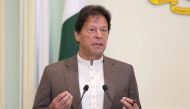 FILE PHOTO: Pakistan's Prime Minister Imran Khan speaks during a joint news conference with Malaysia's Prime Minister Mahathir Mohamad (not pictured) in Putrajaya, Malaysia, February 4, 2020. REUTERS/Lim Huey Teng/File Photo
