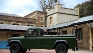 The Jaguar Land Rover that will be used to transport the coffin of Britain's Prince Philip at his funeral on April 17, 2021, is seen at Windsor Castle, Berkshire, Britain. Steve Parsons/Pool via REUTERS