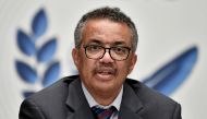 FILE PHOTO: World Health Organization (WHO) Director-General Tedros Adhanom Ghebreyesus attends a news conference organized by Geneva Association of United Nations Correspondents (ACANU) amid the COVID-19 outbreak, caused by the novel coronavirus, at the 