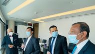 Sri Lanka’s State Minister of Money, Capital Market, and State Enterprise Reforms H E Ajith Nivard Cabraal (second left), Deputy Governor of the Central Bank of Sri Lanka N W G R D Nanayakkara (first right), Sri Lanka’s Ambassador to Qatar H E Mohamed Maf