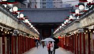 People wearing protective face masks, amid the coronavirus disease (COVID-19) pandemic, walk past closed shops in Asakusa district in Tokyo, Japan, May 7, 2021. REUTERS/Kim Kyung-Hoon