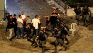 Israeli police are deployed during clashes with Palestinians at Damascus Gate on Laylat al-Qadr during the holy month of Ramadan, in Jerusalem's Old City, May 8, 2021. REUTERS/Ronen Zvulun