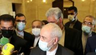 Iran's Foreign Minister Mohammad Javad Zarif talks to the press in Damascus, Syria on May 12, 2021. (Reuters)