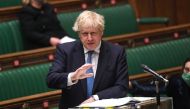 Britain's Prime Minister Boris Johnson speaks in Parliament in London, Britain May 12, 2021. UK Parliament/Jessica Taylor/Handout via Reuters